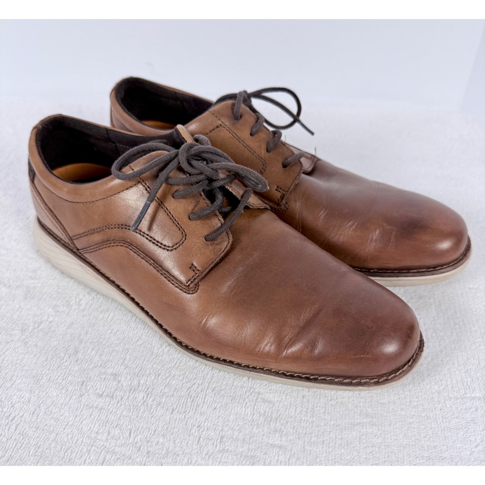 Rockport Total Motion Sport Dress Plain Toe Oxford Brown Leather Mens Shoes - Picture 5 of 6